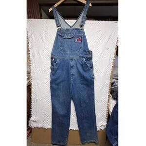 Vtg Chaps Ralph Lauren Denim Overalls 36 Mens Large Blue Carpenter Bib Jeans